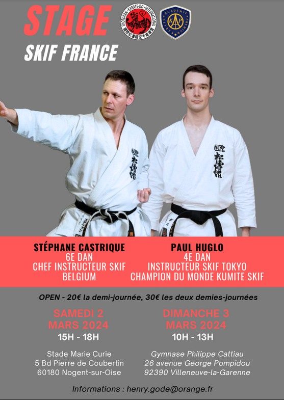 Affiche Stage Karaté Stéphane Castrique et Paul Huglo
